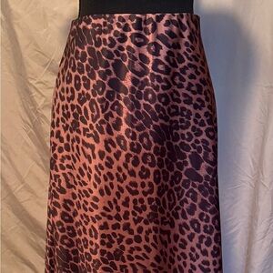 Leopard Print Satin Skirt